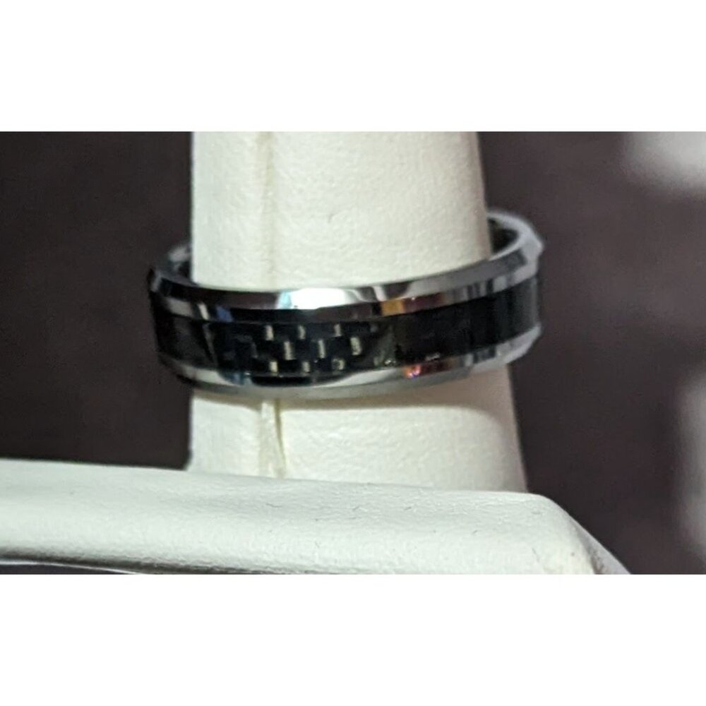JSFG Tungsten Carbide Fiber Inlay Men's Wedding Ring 6mm Size 9 - Picture 10 of 13